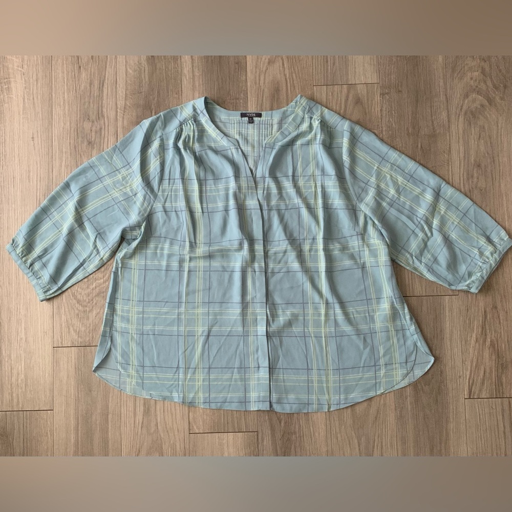 NWOT NYDJ Button Down Blouse, Blue Plaid, 1X